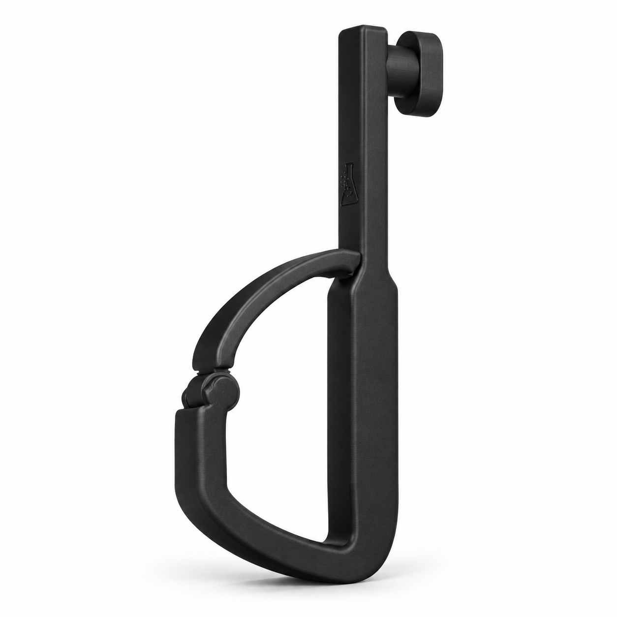 Black J-Hook with integrated hinged gate and rear rail mount